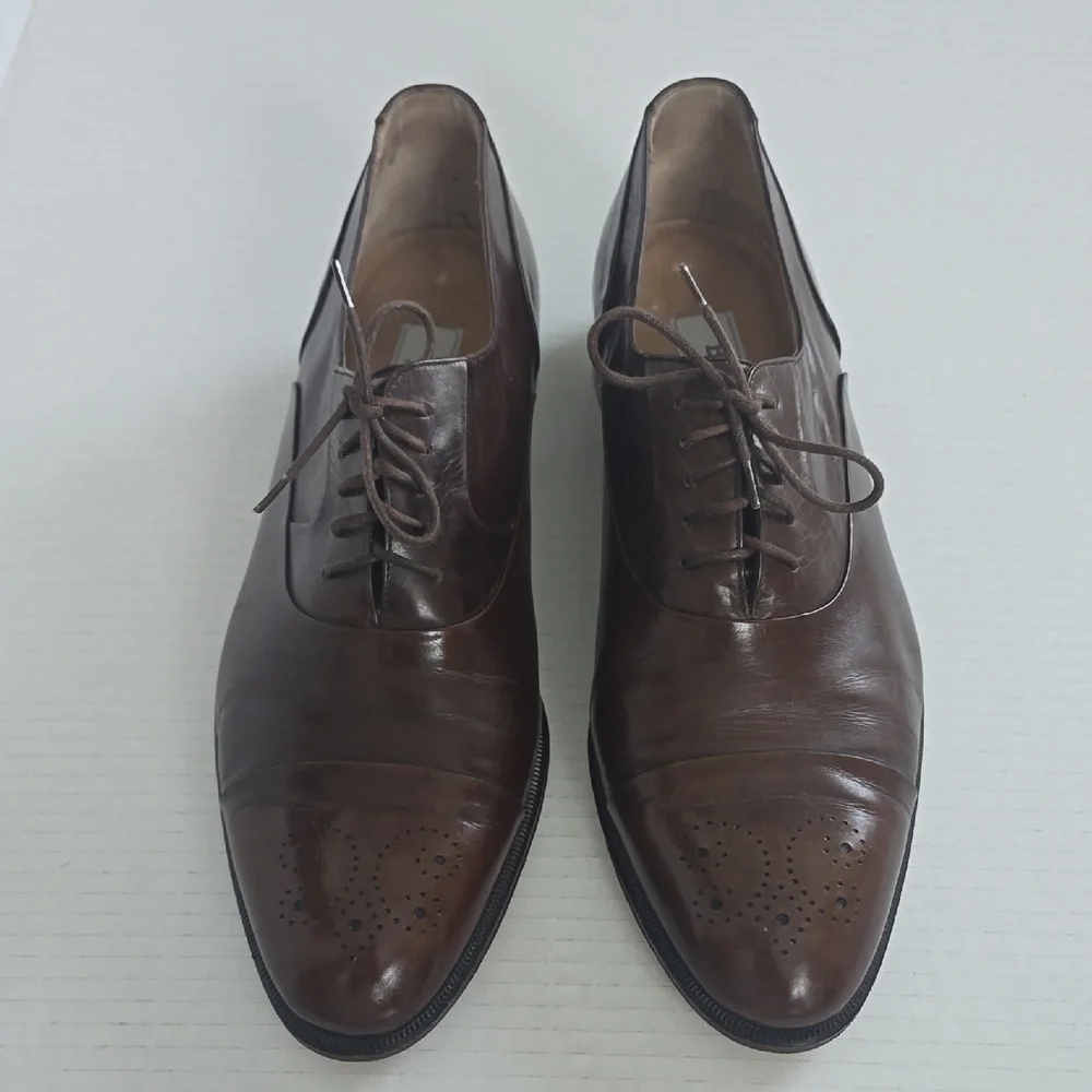 Bally Vintage Gino Leather Oxford Shoes 8.5 Dark Brown